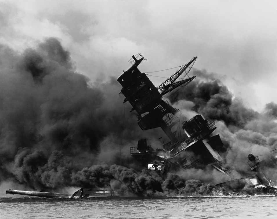 the uss arizona bb-39 burning after the japanese attack on pearl harbor - nara 195617 - edit