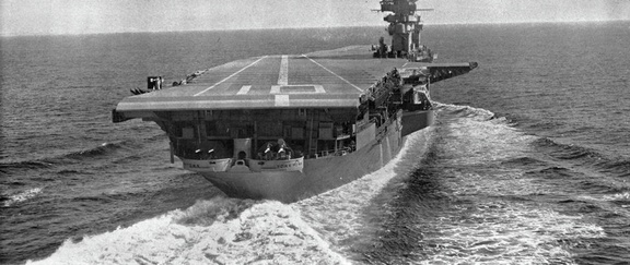 Aft view of USS Yorktown (CVA-10), circa in early 1956