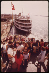from the top deck of the ss st. claire passengers watch the ss columbia built in 1902. both vessels are bound for - nara - 549707